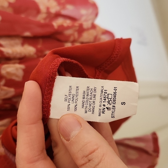 Pink Lily Open Back Orange Floral Mini Dress. Sz Small - Picture 9 of 9